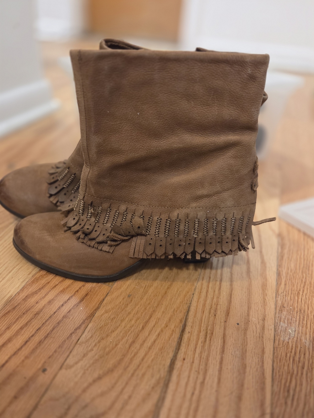 Women's Brown Fringe Ankle Boots